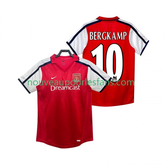 Maillot Arsenal BERGKAMP 10 2001 Rétro Homme Tenue Domicile 2002 Manche Courte