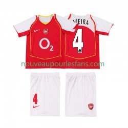 Maillot Arsenal VIEIRA 4 2004 2005 Rétro Enfant Tenue Domicile Manche Courte