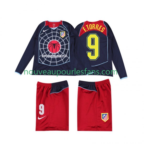 Maillot Atlético Madrid F TORRES 9 2004 2005 Rétro Enfant Tenue Extérieur Manche Longue
