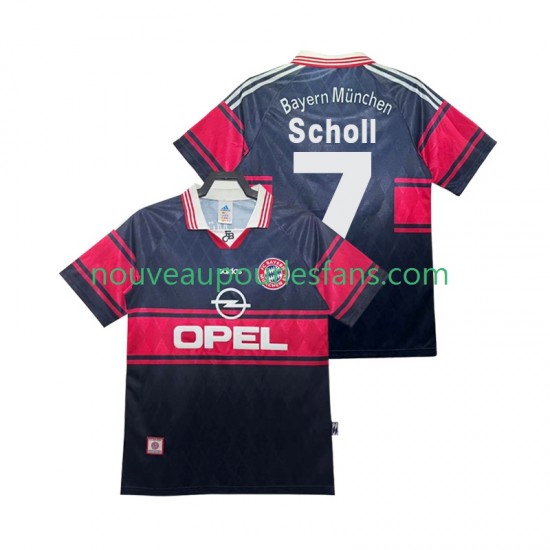 Maillot Bayern Munich Scholl 7 1997 Rétro Homme Tenue Domicile 1999 Manche Courte