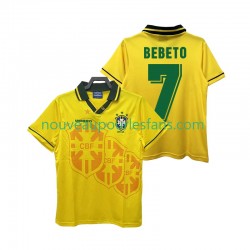 Maillot Brésil BEBETO 7 Rétro Homme Tenue Domicile 1994 Manche Courte