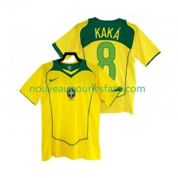 Maillot Brésil KAKA 8 2004 Rétro Homme Tenue Domicile Manche Courte