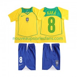 Maillot Brésil KAKA 8 2004 Rétro Enfant Tenue Domicile Manche Courte