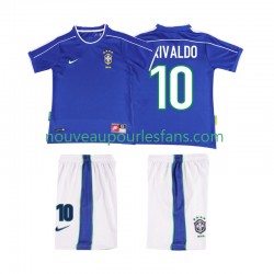 Maillot Brésil RIVALDO 10 Rétro Enfant Tenue Extérieur 1998 Manche Courte