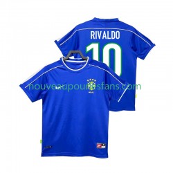 Maillot Brésil RIVALDO 10 Rétro Homme Tenue Extérieur 1998 Manche Courte
