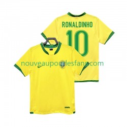 Maillot Brésil RONALDINHO 10 Rétro Homme Tenue Domicile 2006 Manche Courte