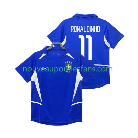 Maillot Brésil RONALDINHO 11 Rétro Homme Tenue Extérieur 2002 Manche Courte