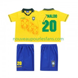 Maillot Brésil RONALDO 20 Rétro Enfant Tenue Domicile 1994 Manche Courte