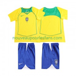 Maillot Brésil 2004 Rétro Enfant Tenue Domicile Manche Courte