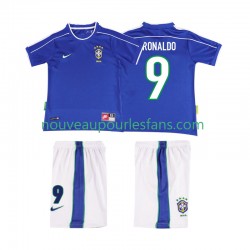 Maillot Brésil Ronaldo 9 Rétro Enfant Tenue Extérieur 1998 Manche Courte