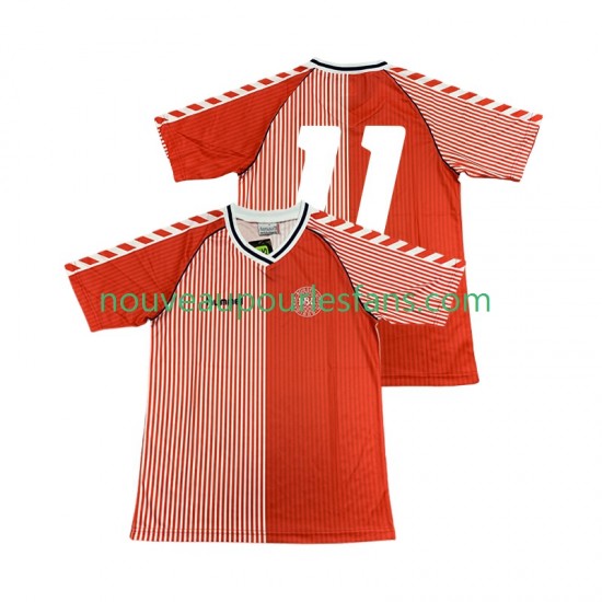 Maillot Danemark 11 1986 Rétro Homme Tenue Domicile Manche Courte
