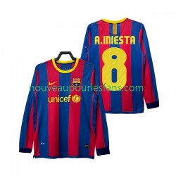 Maillot FC Barcelone A INIESTA 8 Rétro Homme Tenue Domicile 2011 2010 Manche Longue