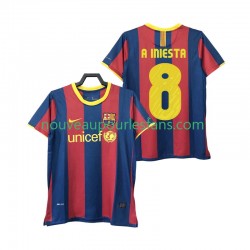 Maillot FC Barcelone A INIESTA 8 Rétro Homme Tenue Domicile 2011 2010 Manche Courte