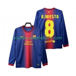 Maillot FC Barcelone A INIESTA 8 2012 2013 Rétro Homme Tenue Domicile Manche Longue