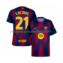 Maillot FC Barcelone Frenkie de Jong 21 Champions League Homme Tenue Domicile 2025-2026 Manche Courte