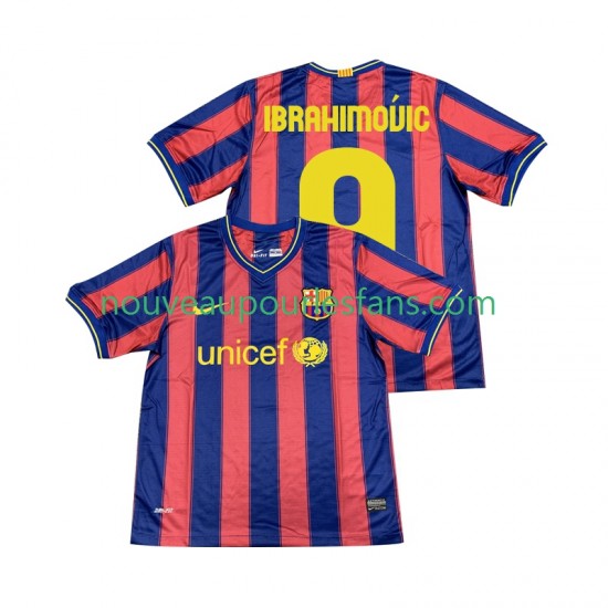 Maillot FC Barcelone Ibrahimović 9 2009 Rétro Homme Tenue Domicile 2010 Manche Courte