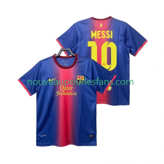 Maillot FC Barcelone Lionel Messi 10 2012 2013 Rétro Homme Tenue Domicile Manche Courte