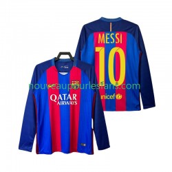 Maillot FC Barcelone Lionel Messi 10 2016 2017 Rétro Homme Tenue Domicile Manche Longue