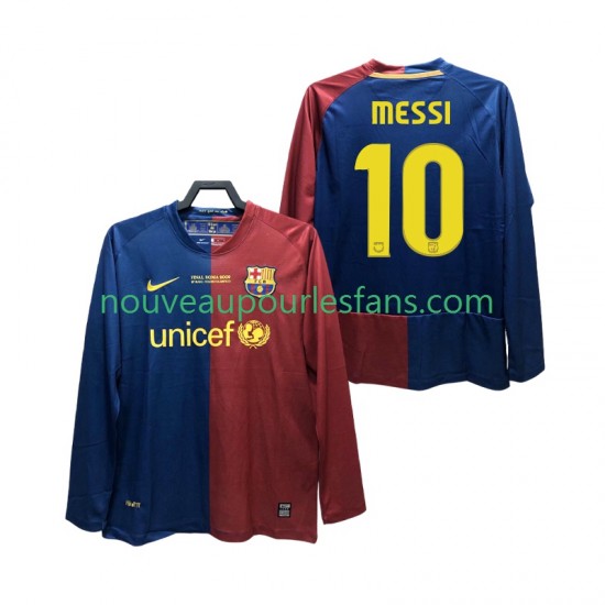 Maillot FC Barcelone Lionel Messi 10 Champions League 2009 Rétro Homme Tenue Domicile 2008 Manche Longue