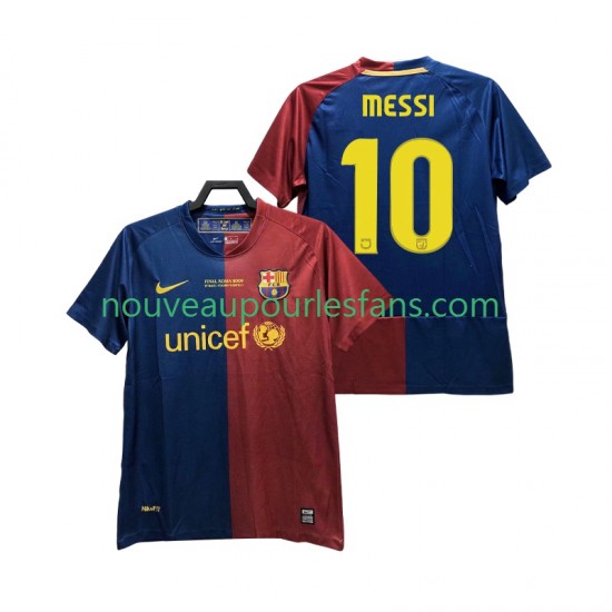 Maillot FC Barcelone Lionel Messi 10 Champions League 2009 Rétro Homme Tenue Domicile 2008 Manche Courte