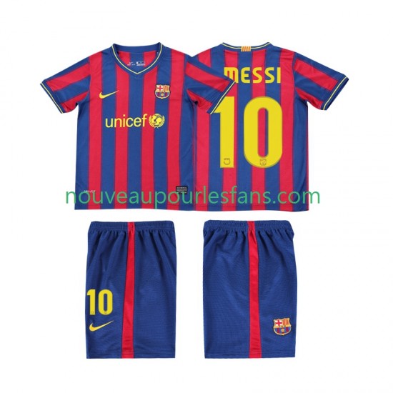 Maillot FC Barcelone Lionel Messi 10 2009 Rétro Enfant Tenue Domicile 2010 Manche Courte