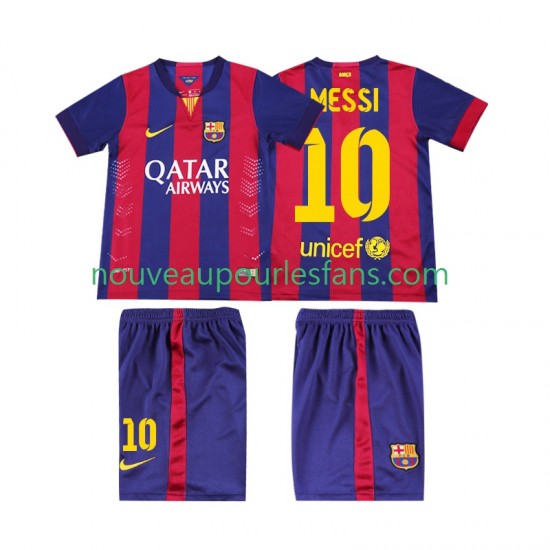 Maillot FC Barcelone Lionel Messi 10 2014 2015 Rétro Enfant Tenue Domicile Manche Courte