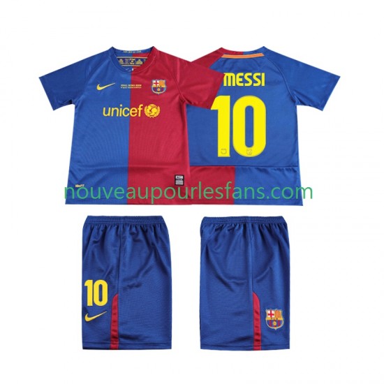 Maillot FC Barcelone Lionel Messi 10 Champions League 2009 Rétro Enfant Tenue Domicile 2008 Manche Courte