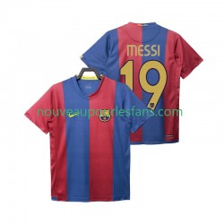 Maillot FC Barcelone Lionel Messi 19 2007 Rétro Homme Tenue Domicile 2006 Manche Courte