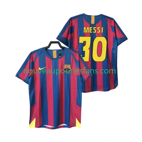 Maillot FC Barcelone Lionel Messi 30 2005 Rétro Homme Tenue Domicile 2006 Manche Courte