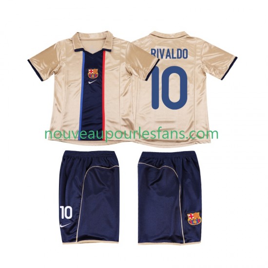 Maillot FC Barcelone RIVALDO 10 2001 Rétro Enfant Tenue Extérieur 2002 Manche Courte