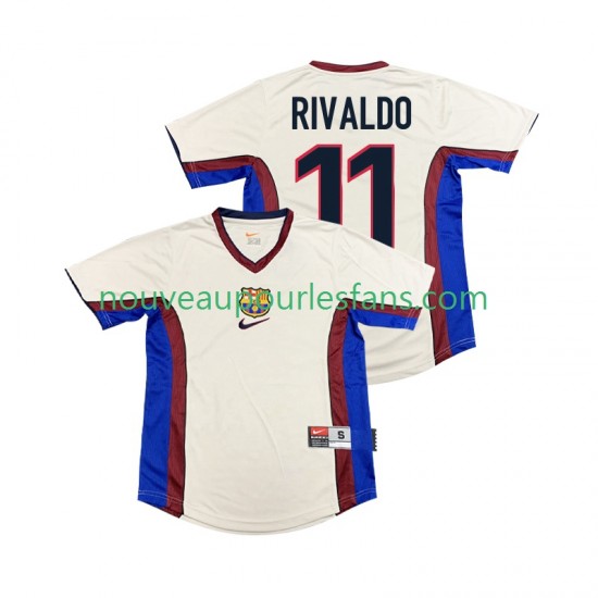 Maillot FC Barcelone RIVALDO 11 Rétro Homme Tenue Extérieur 1999 1998 Manche Courte