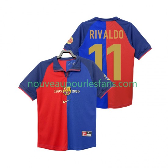 Maillot FC Barcelone RIVALDO 11 1990 2000 Rétro Homme Tenue Domicile Manche Courte