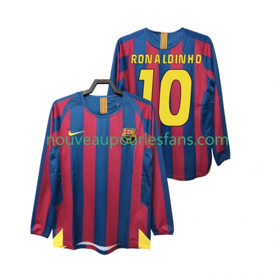 Maillot FC Barcelone RONALDINHO 10 2005 Rétro Homme Tenue Domicile 2006 Manche Longue