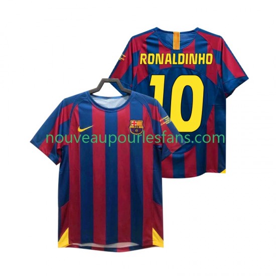 Maillot FC Barcelone RONALDINHO 10 Champions League 2005 Rétro Homme Tenue Domicile 2006 Manche Courte
