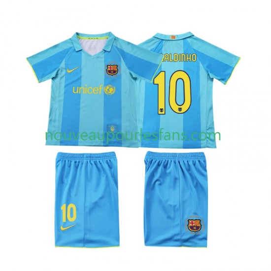 Maillot FC Barcelone RONALDINHO 10 2007 Rétro Enfant Tenue Extérieur 2008 Manche Courte