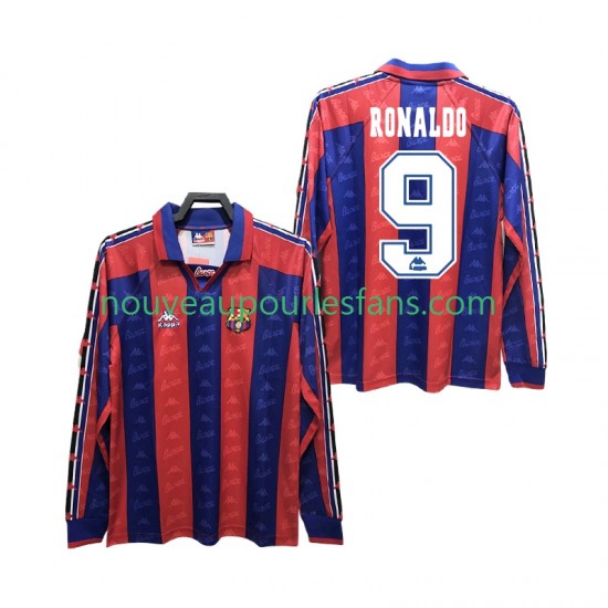 Maillot FC Barcelone RONALDO 9 1996 1997 Rétro Homme Tenue Domicile Manche Longue