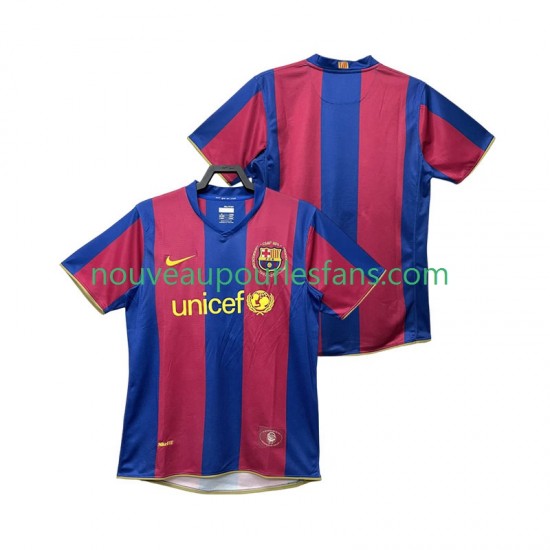 Maillot FC Barcelone 2007 Rétro Homme Tenue Domicile 2008 Manche Courte