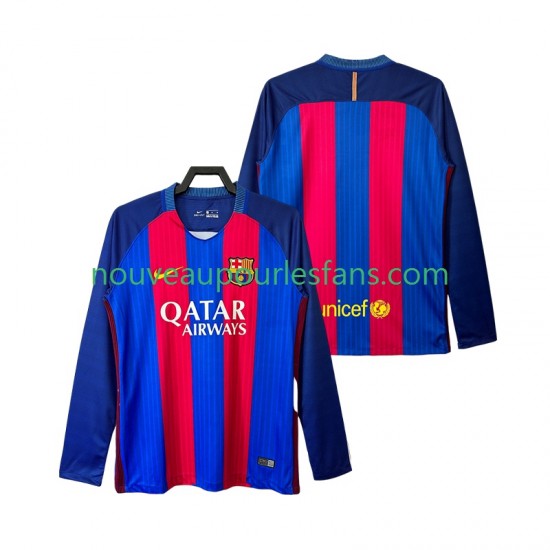 Maillot FC Barcelone 2016 2017 Rétro Homme Tenue Domicile Manche Longue