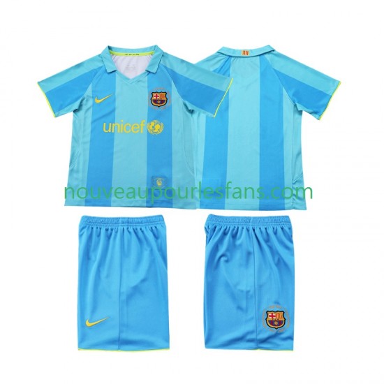 Maillot FC Barcelone 2007 Rétro Enfant Tenue Extérieur 2008 Manche Courte