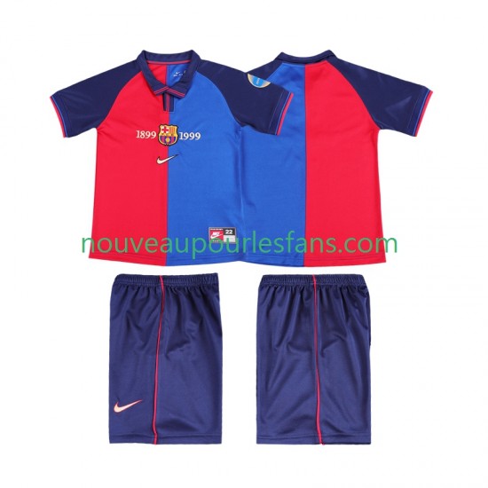 Maillot FC Barcelone 2000 Rétro Enfant Tenue Domicile 1999 Manche Courte