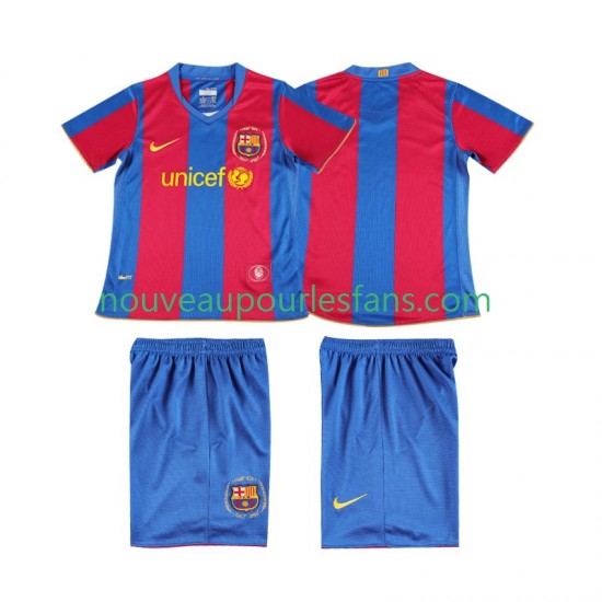 Maillot FC Barcelone 2007 Rétro Enfant Tenue Domicile 2008 Manche Courte
