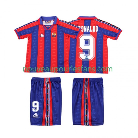 Maillot FC Barcelone Ronaldo 1996 1997 Rétro Enfant Tenue Domicile Manche Courte