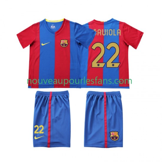 Maillot FC Barcelone SAUIOLA 22 2007 Rétro Enfant Tenue Domicile 2006 Manche Courte