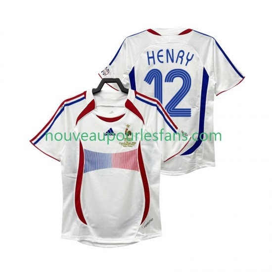 Maillot France Henry 12 Rétro Homme Tenue Extérieur 2006 Manche Courte