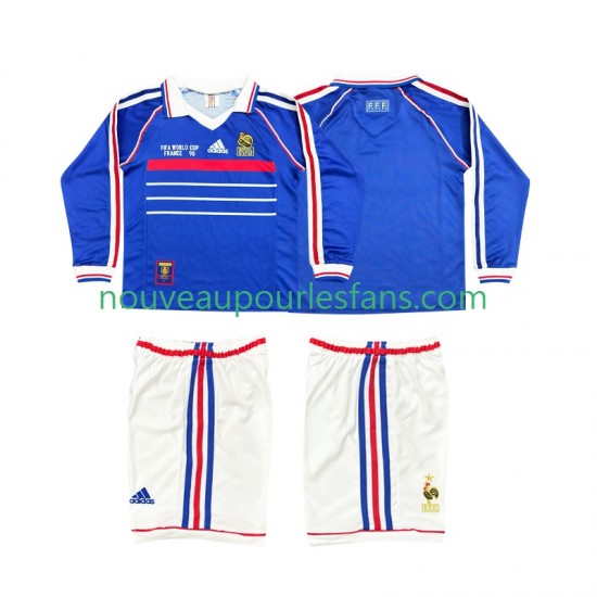 Maillot France Rétro Enfant Tenue Domicile 1998 Manche Longue