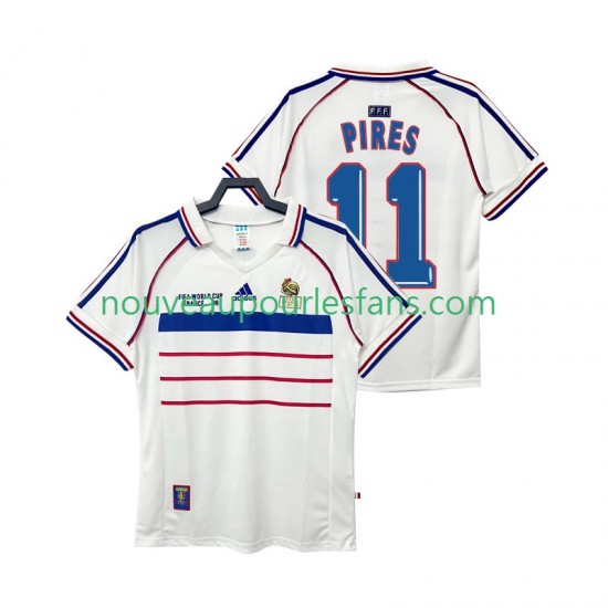 Maillot France PIRES 11 Rétro Homme Tenue Extérieur 1998 Manche Courte