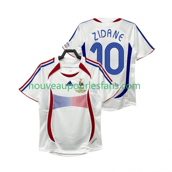 Maillot France ZIDANE 10 Rétro Homme Tenue Extérieur 2006 Manche Courte