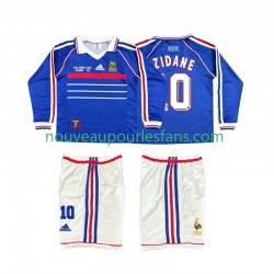 Maillot France ZINANE 10 Rétro Enfant Tenue Domicile 1998 Manche Longue