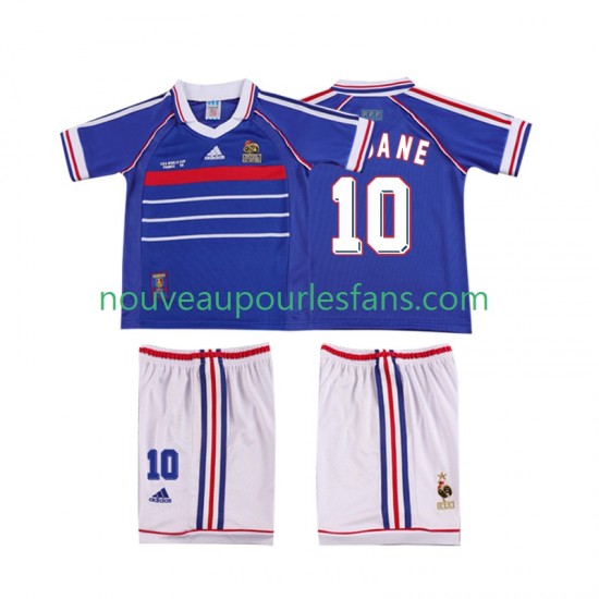 Maillot France ZINANE 10 Rétro Enfant Tenue Domicile 1998 Manche Courte