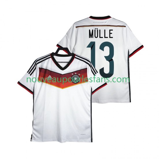 Maillot Allemagne MULLER 13 2014 Rétro Homme Tenue Domicile Manche Courte